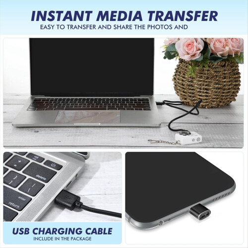 1080P Mini Digital Camera Keychain 0.96In for Students White 2