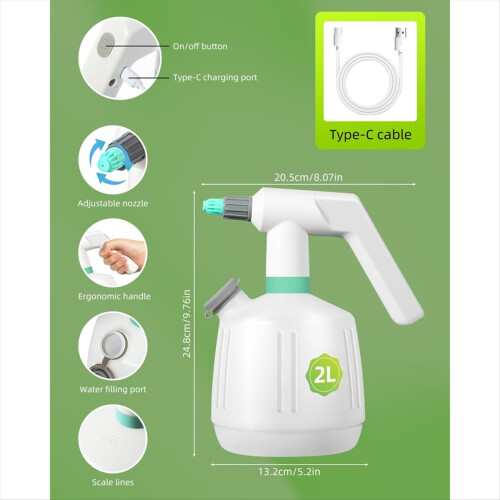 Akumulátorový elektrický postřikovač - 2l dobíjecí láhev s elektrickým postřikovačem 2