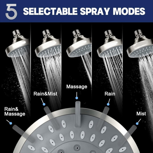 Shower Head High Pressure Fixed 4 Inch Brushed 2