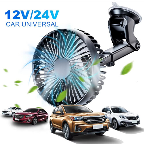 12V/24V Windshield Desk Fan USB Suction Cup Auto Cooler 1