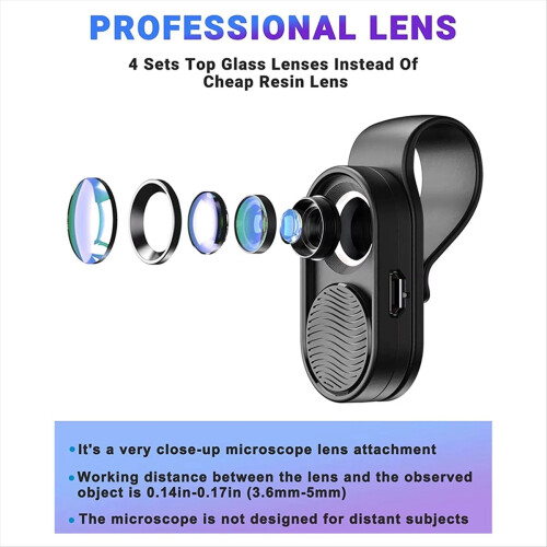 100X Mobile Phone Microscope,HD Optical Lens Digital Microscope 1