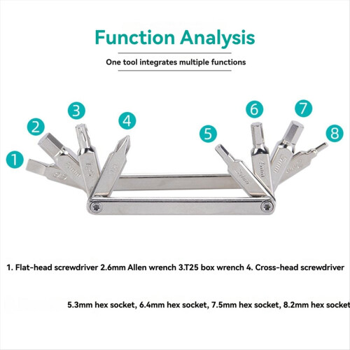 Bicycle Multitool Kit Screwdriver Wrench Chain Tool eight in 1 1