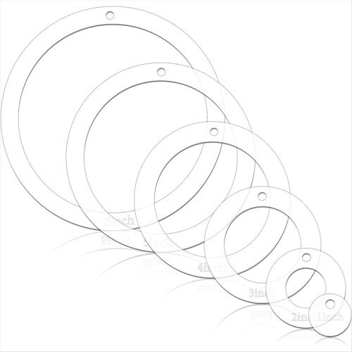 6 peças de molde de acrílico para quilting circular, régua circular de 1/2/3/4/5/6 polegadas