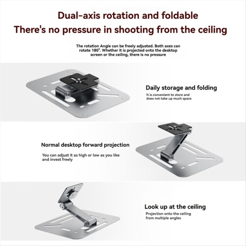 Foldable Projector Stand Desk, Wall and Ceiling Mount Bracket Silver 1