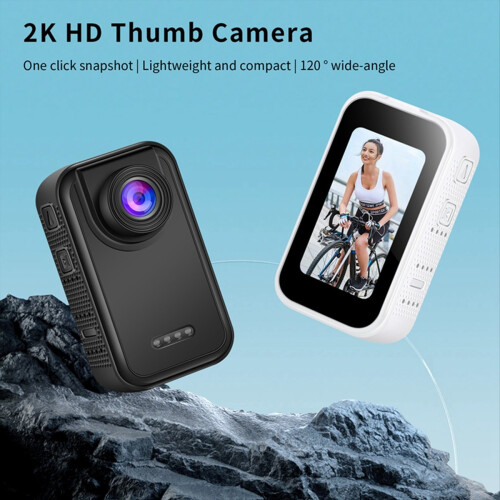 2K Thumb Camera with 1.47INCH HD Screen Mini Moto Mount,White 2