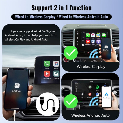 Wireless CarPlay Android Auto Box BT Wifi Plug&Play AI Carplay Box 1