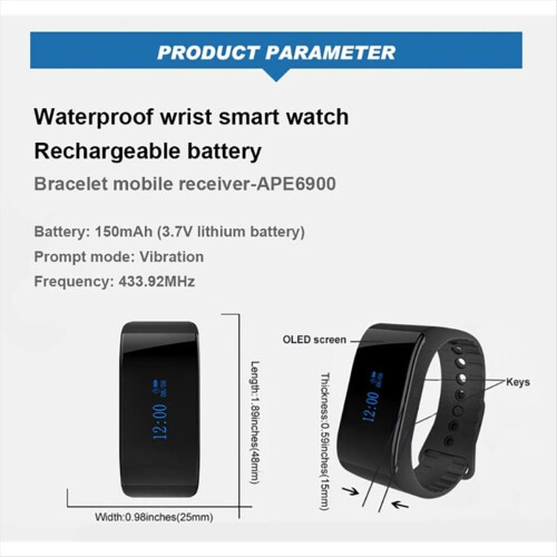 Wireless Calling System Bracelet Watch Receiver 2