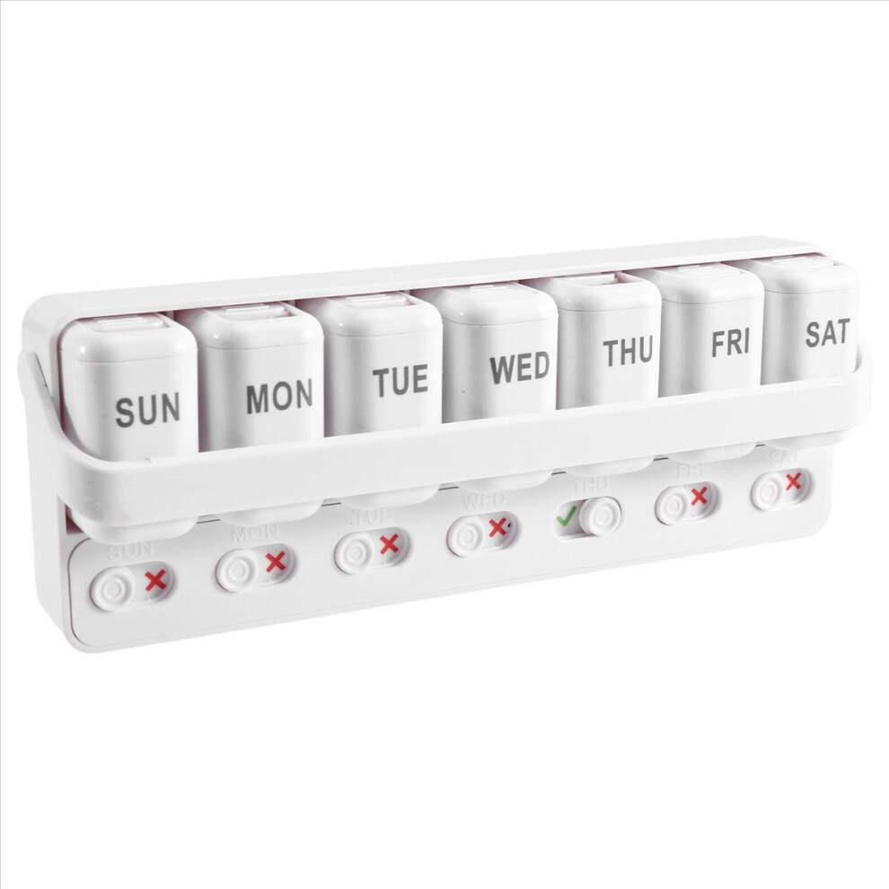 Weekly Pill Organizer - One Time A Day, Portable Pill Box White