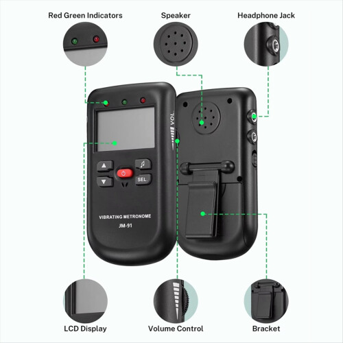 Vibrating Metronome Silent Beat Training W/ Male/Female Vocal Counts 2
