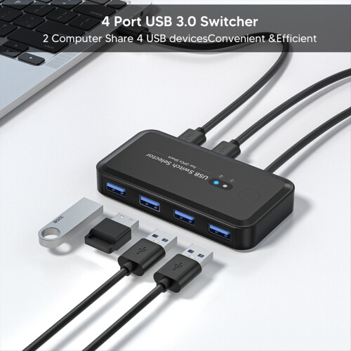 USB KVM Switch Adapter USB 3.0 Switcher 2 Input 4 Output USB Switch 1