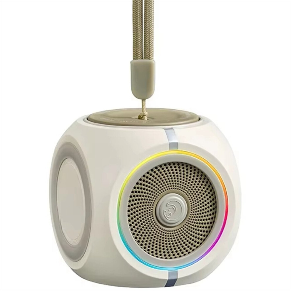 Portable Gyro Bluetooth Speaker With Rgb Lights, Mini Subwoofer White 4854124939397