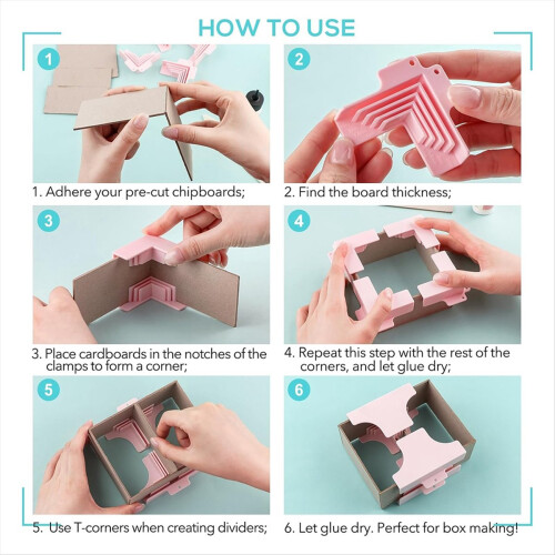 7 PACK Corner Guides for Chipboard Boxes,for Box Making Pink 2