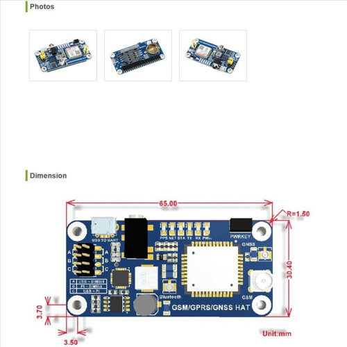 Pentru modulul GSM/GPRS/GNSS HAT SIM868 Pi 4B/3B 2