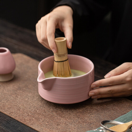 Ροζ Ιαπωνικό Σετ Τσαγιού Matcha Ροζ Ιαπωνικό Σετ Τσαγιού Matcha 8 Τεμαχίων σε Σκόνη Matcha 2