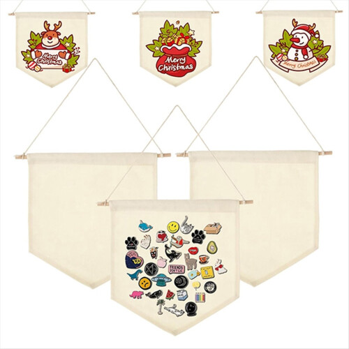 6 stk. lerretsbanner, blank treplugg