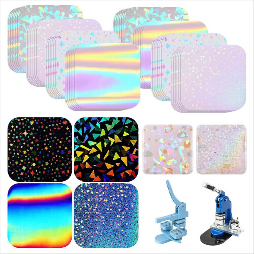 200Pcs Square Button Maker Supplies Glittering Film 1