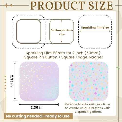 200Pcs Square Button Maker Supplies Glittering Film 2