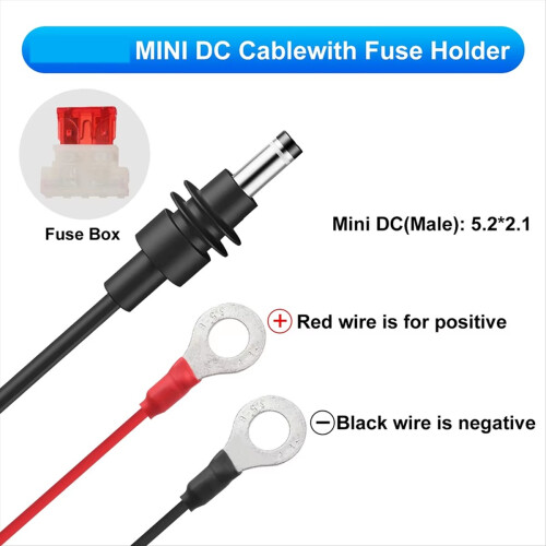For Mini Power Cable DIY 16AWG Extension Fuse Holder DC Plug 2