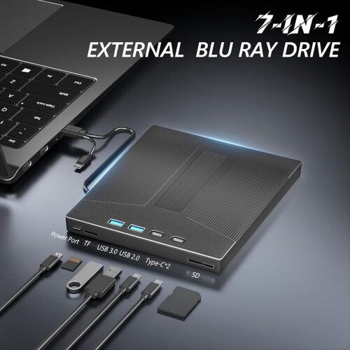 7-i-1 ekstern Blu-ray-drev BD/CD/DVD-brænder til pc/bærbar computer 2