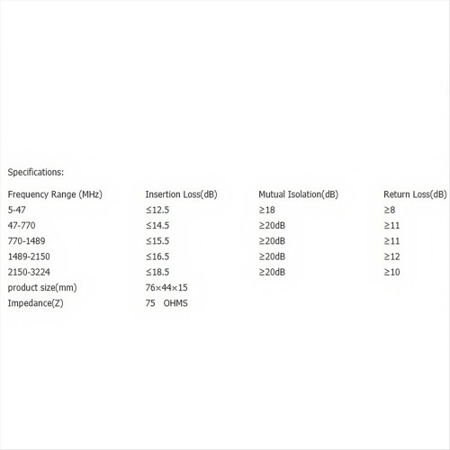 Διαχωριστής Δορυφορικού 4K 8K 6 Κατευθύνσεων 10-3224MHz Διαχωριστής Ισχύος 2