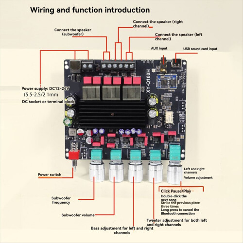 Q100H 2.1 Channel Bluetooth Audio Amplifier 50Wx2+100W 2
