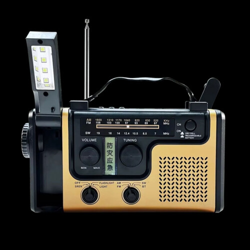 Rádio de emergência com carregamento solar e manivela 1