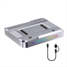 Dokkingstasjon for M.2 NVME NGFF SSD med to brønner, RGB og USB 3.2 GEN2