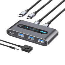USB-svitsj 2 datamaskiner deler 4 USB 3.2-enheter 10 Gbps