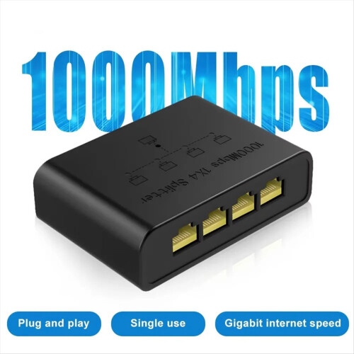 Hub de switch de rede RJ45 1 entrada 4 saídas conversor 1000 Mbps 1