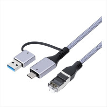 Cabo Gigabit Ethernet 2 em 1 Tipo C/USB 3.0 para RJ45