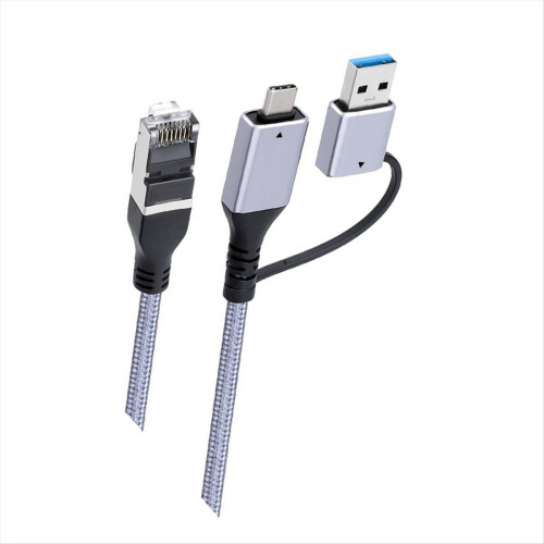 Cabo Gigabit Ethernet 2 em 1 Tipo C/USB 3.0 para RJ45 2
