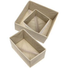 3St Beige Opvouwbare Lingerie En Opbergdoos Non-Woven