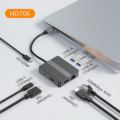 Hub USB C Adapter USB 3.2 Stacja dokująca do laptopa typu B 2