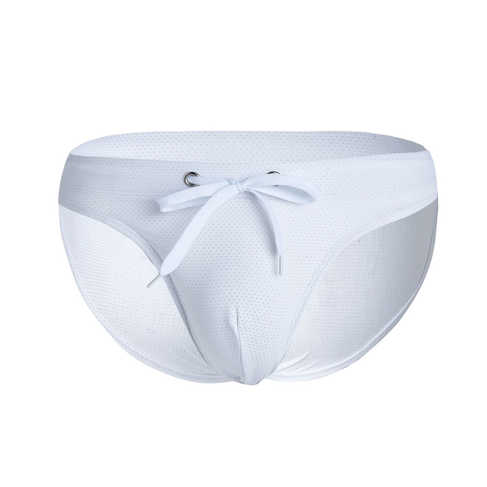 White Mens Trunks Underwear Low-Rise Bulge Pouch Elephant Shape G-String Thong Briefs