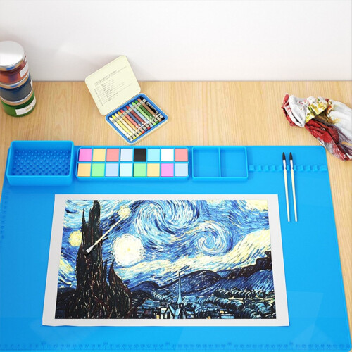 Kunst Maleri Måtte Skrivebord Måtte Blå 2