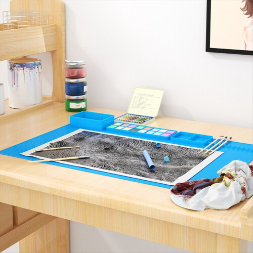 Kunst Maleri Måtte Skrivebord Måtte Blå 1