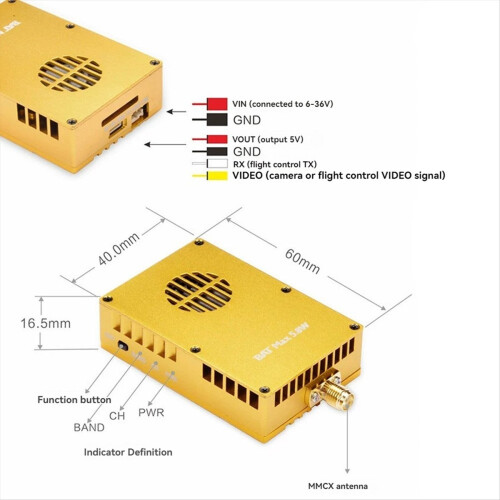 VT5804 BAT-MAX 5.8G 5.8W VTX 64CH FPV πομπός βίντεο ήχου