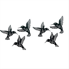 decorațiune de perete exterioară cu colibri, șase colibri