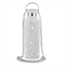Strieborná fľaša na vodu s trblietkami a kamienkami, 500 ml