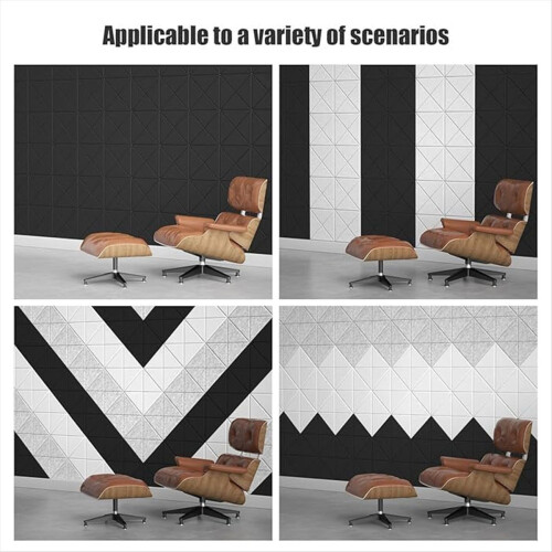 Pacote com 12 painéis acústicos, painéis de espuma à prova de som de 12x12x0,4 polegadas, pretos 2