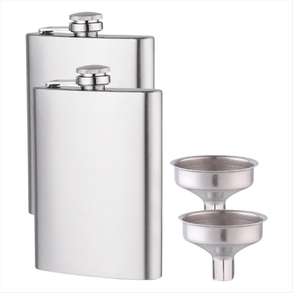 Hip Flask x2 8 oz with Funnel Leak-Proof,Stylish Portable Bottle Set-image-OPC-PMD2Q8N-NEW