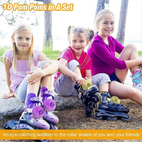 10 peças de pompons de patins com guizos - 3,1 polegadas (5 cores) 1