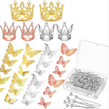 166 Pcs Crown Decor for Flower Bouquet Multicolor