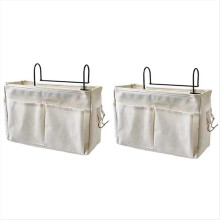 Borsa portaoggetti da appendere al comodino, borsa portaoggetti per riviste da camera da letto, bianca
