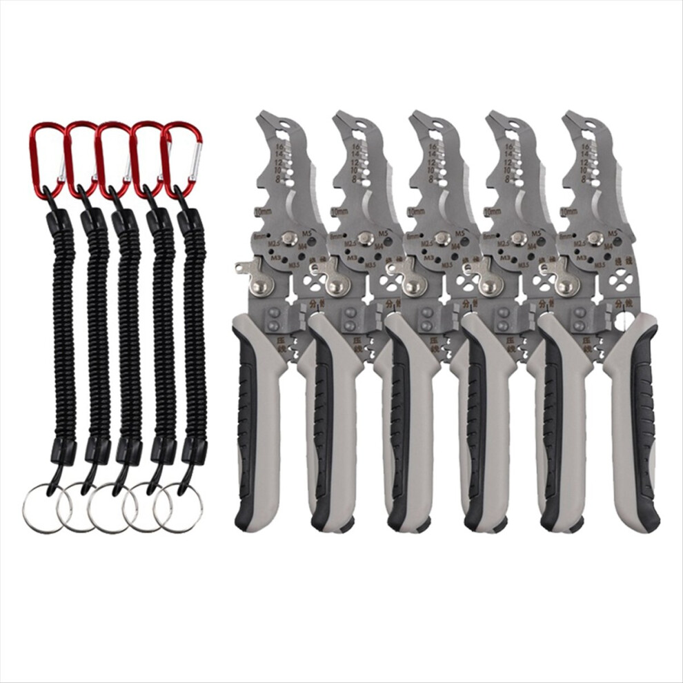5Pcs Multifunctional Elbow Wire Stripping Pliers With Spring Keychain 4714188450651
