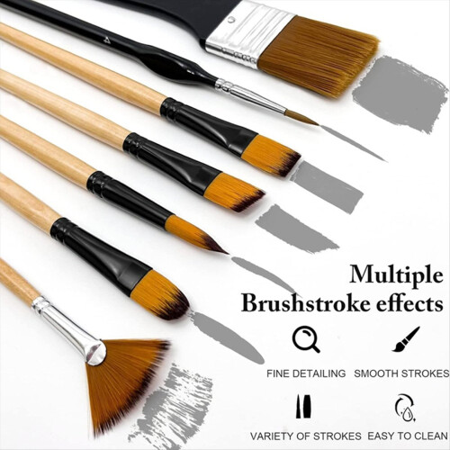 Set de pensule, peri de nailon cu vârf rotund 1