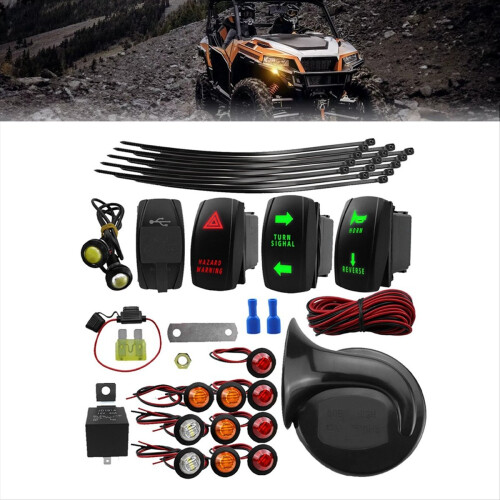 Universal ATV UTV blinklyshornsæt, 2 porte USB relæhornsikring 1