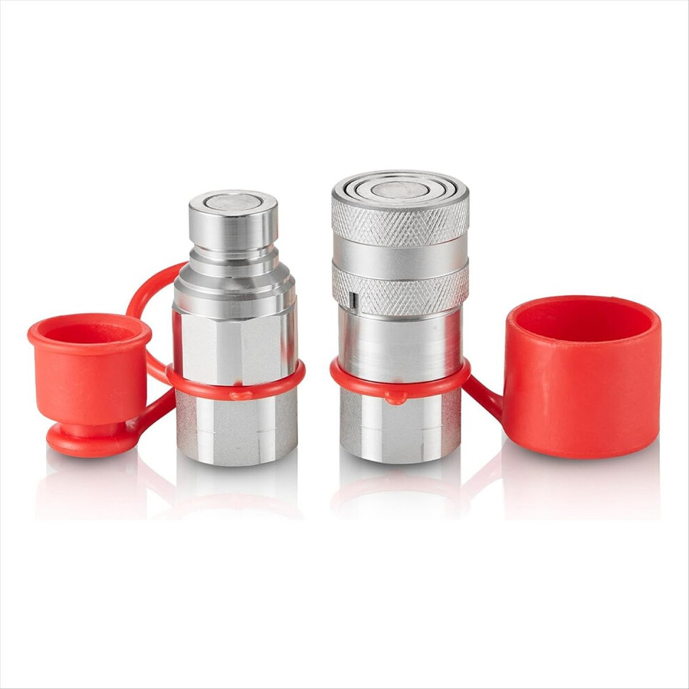 1/2 Inch Flat Face Hydraulic Couplers, With 2 Dust Caps 4714188463170