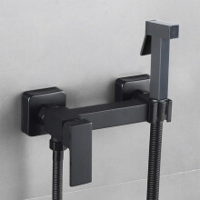 Handheld Bidet Sprayer With Adjustable Water Flow, Leak-Free Brass Angle Valve, Copper Spray Head, Hot And Cold, Black