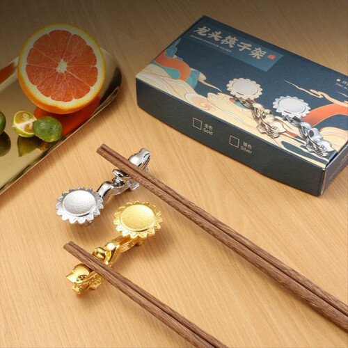 Βάση για chopsticks από κράμα αλουμινίου, ρετρό δράκος, χρυσή, 4 τεμάχια 1